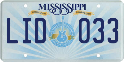 MS license plate LID033