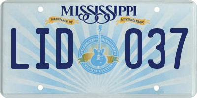 MS license plate LID037