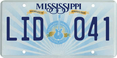 MS license plate LID041
