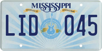 MS license plate LID045