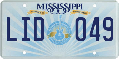 MS license plate LID049