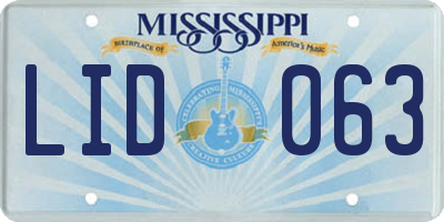 MS license plate LID063