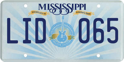 MS license plate LID065