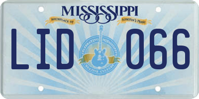 MS license plate LID066