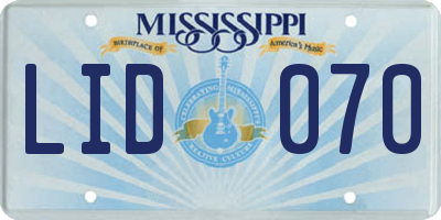MS license plate LID070