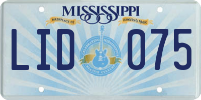 MS license plate LID075
