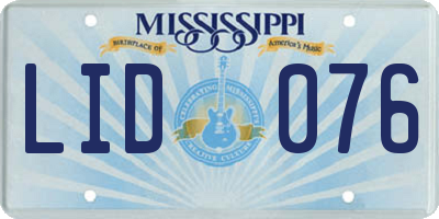 MS license plate LID076