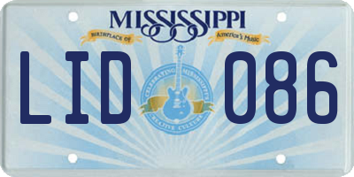 MS license plate LID086