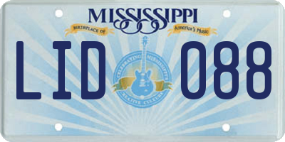 MS license plate LID088