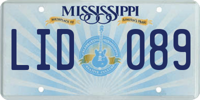 MS license plate LID089