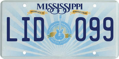 MS license plate LID099
