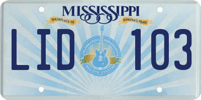 MS license plate LID103