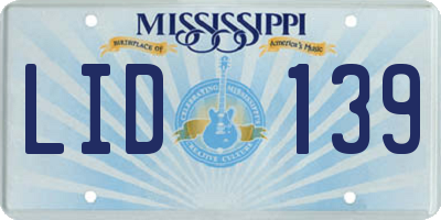 MS license plate LID139