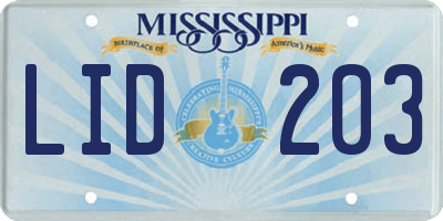 MS license plate LID203