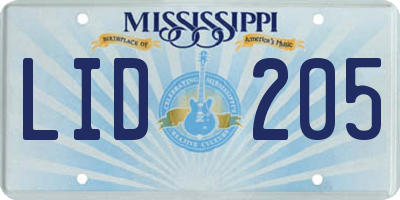 MS license plate LID205