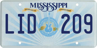 MS license plate LID209