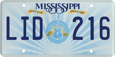 MS license plate LID216