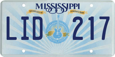 MS license plate LID217