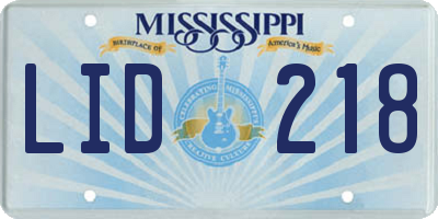 MS license plate LID218