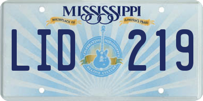 MS license plate LID219