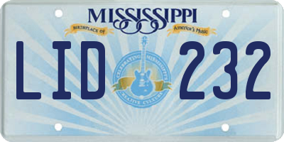 MS license plate LID232