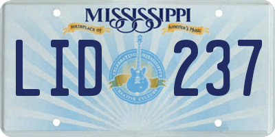 MS license plate LID237