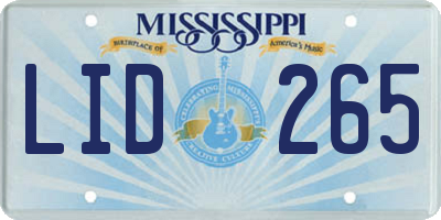 MS license plate LID265