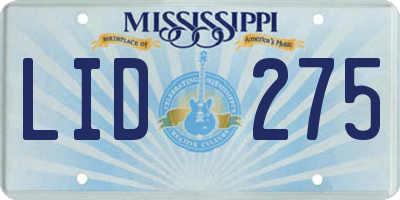 MS license plate LID275