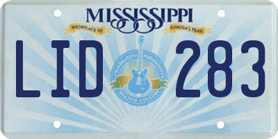 MS license plate LID283