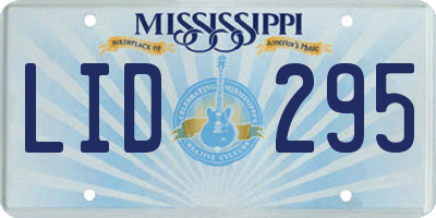 MS license plate LID295
