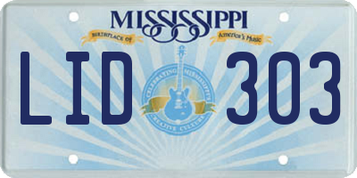 MS license plate LID303