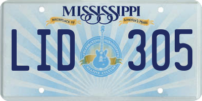 MS license plate LID305