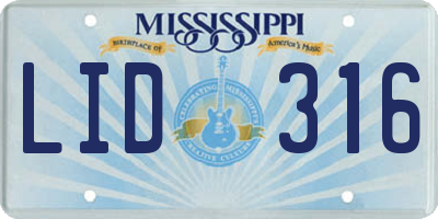 MS license plate LID316