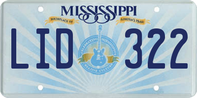 MS license plate LID322
