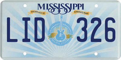 MS license plate LID326