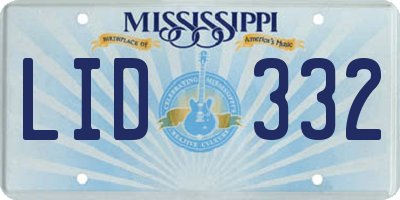 MS license plate LID332