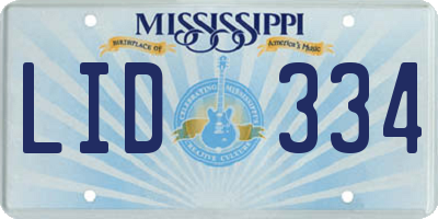 MS license plate LID334
