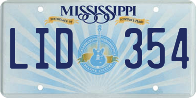 MS license plate LID354