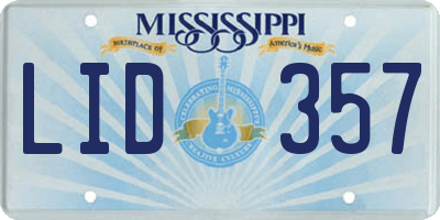 MS license plate LID357