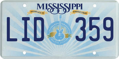 MS license plate LID359