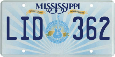 MS license plate LID362