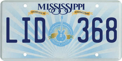 MS license plate LID368