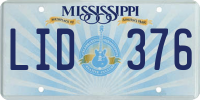 MS license plate LID376