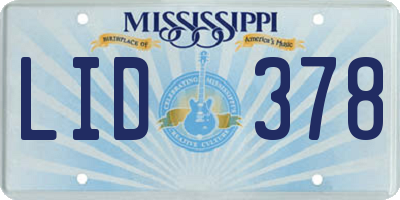 MS license plate LID378