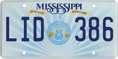 MS license plate LID386