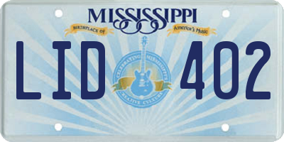 MS license plate LID402