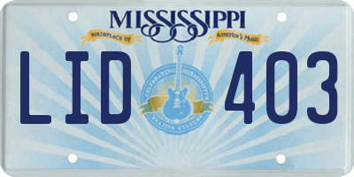 MS license plate LID403