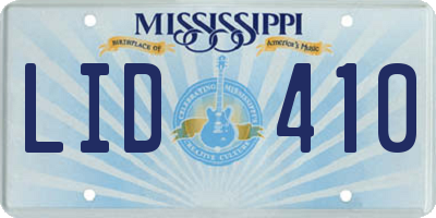 MS license plate LID410