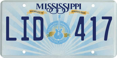 MS license plate LID417