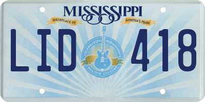 MS license plate LID418